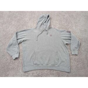 Ariat Hoodie Mens XL‎ Gray Pullover Sweatshirt Logo Pocket Fleece Casual